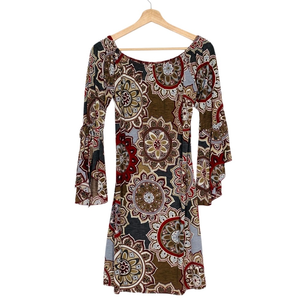 JJ Boutique Elegant Multicolor Patterned Knit Dre… - image 2